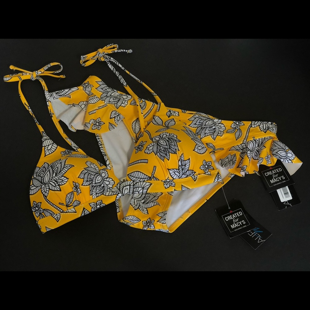 California Waves Yellow Print Baja Bikini